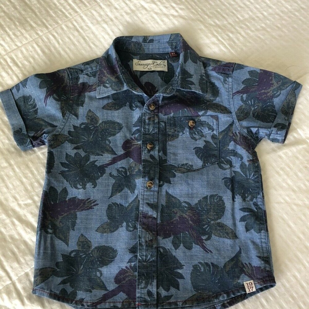 Sovereign CodeToddler Boys Blue-Print-Shirt-Size3
